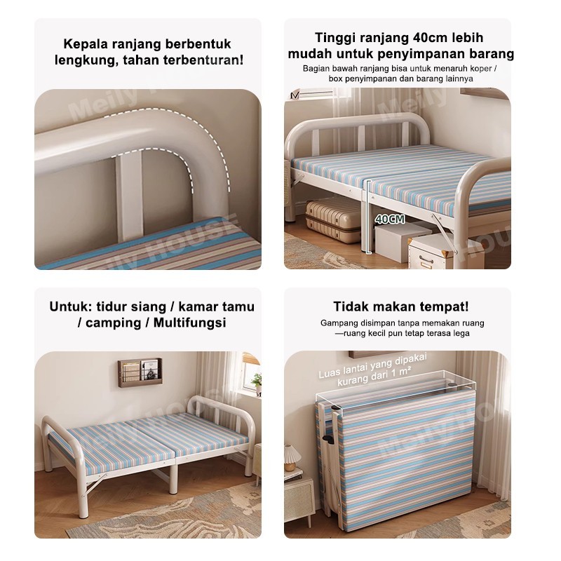 NEW - TEMPAT TIDUR LIPAT DIPAN TEMPAT TIDUR RANJANG LIPAT RANJANG BESI LIPAT FOLDING BED PORTABEL