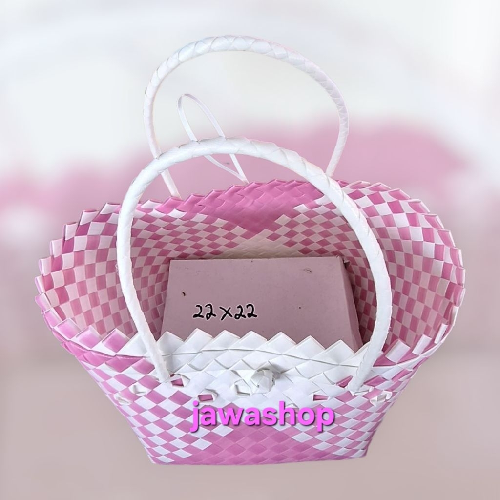 tas anyaman kotak muat box nasi uk 22x22