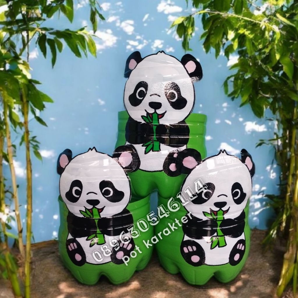 pot bunga karakter panda lucu dari galon li mineral 15 liter