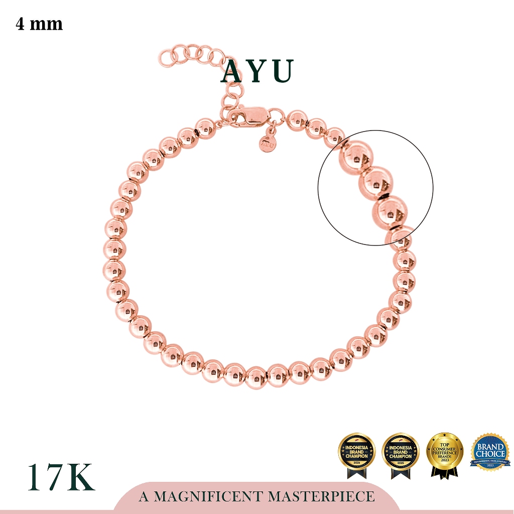 AYU Gelang Emas - Gold Boba Bracelet 17k Rose Gold