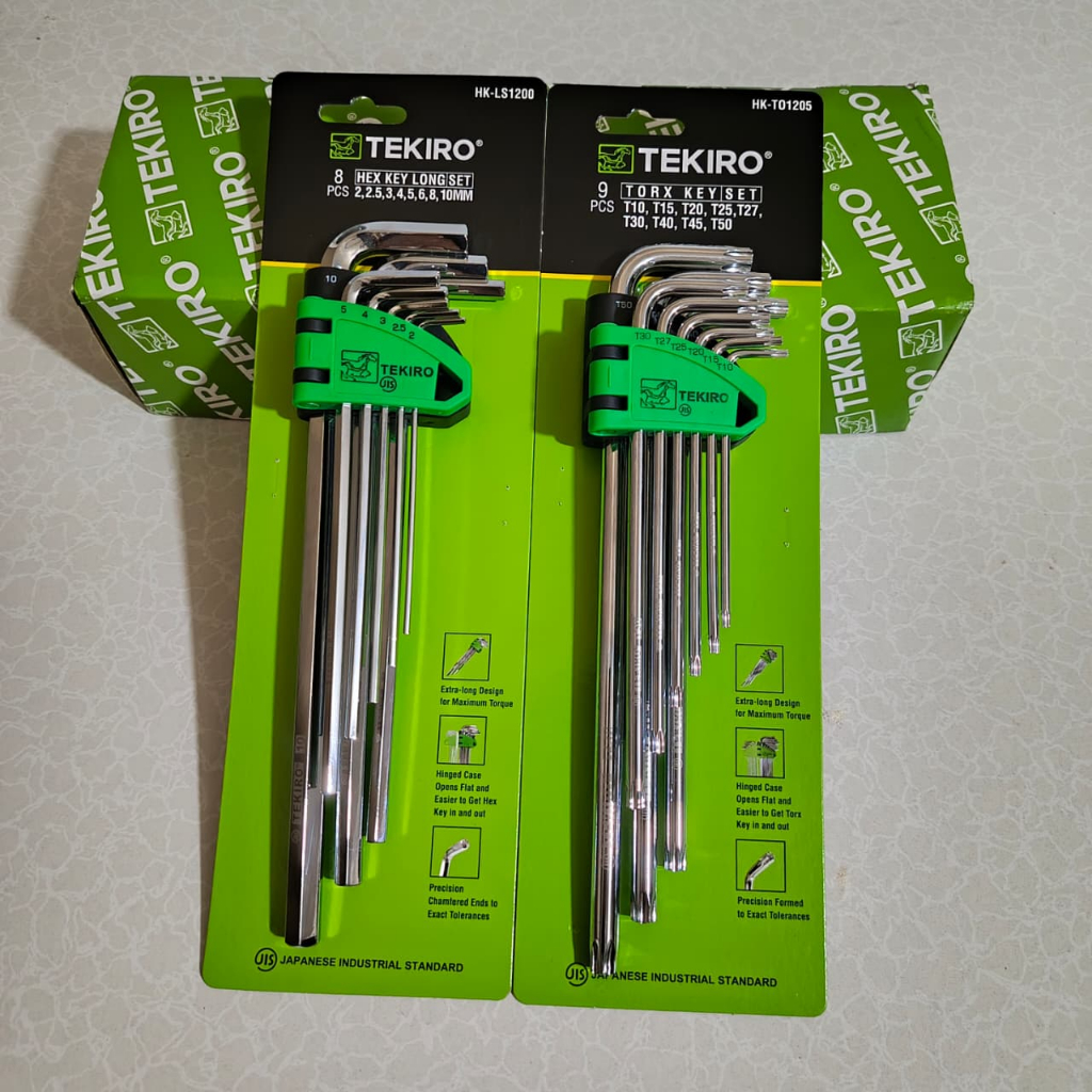 Kunci L Set TEKIRO 2 PCS / Kunci L Bintang 9 Pcs + Kunci L Panjang Extra Long Hex Key Set 8 Pcs / Ku