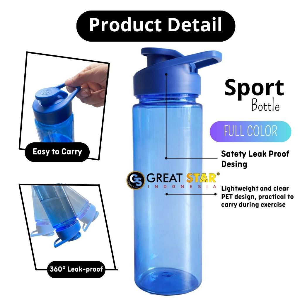 BOTOL SPORT 600ML (FULL COLOR) POLOS - BOTOL MINUM ANTI PECAH