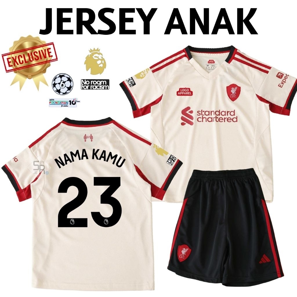 KIDS Jersey Liverpool Away 2025 2026 - Jersey Anak Liverpool Grade Original