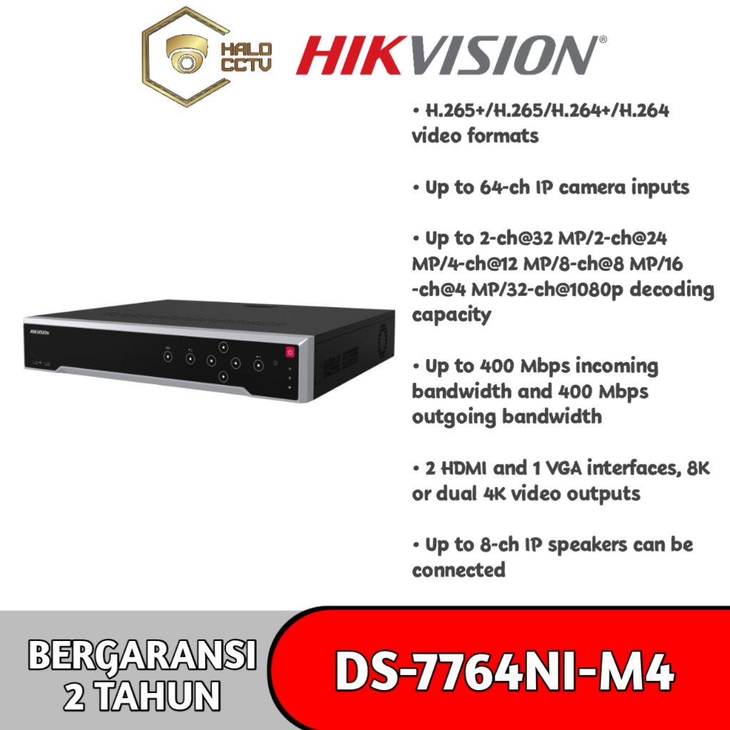NVR Hikvision DS-7764NI-M4 NVR 64 Channel - Garansi Resmi 2 Tahun