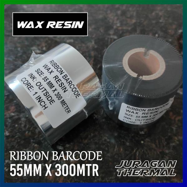 Ribbon Wax Resin 55x300 Printer Barcode Ribbon 55 mm x 300 meter - 55x300m For Barcode Printers