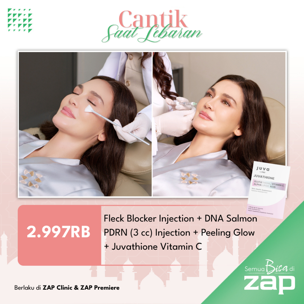 Fleck Blocker Injection + DNA Salmon PDRN (3 cc) Injection + Peeling Glow + Juva by ZAP Juvathione w