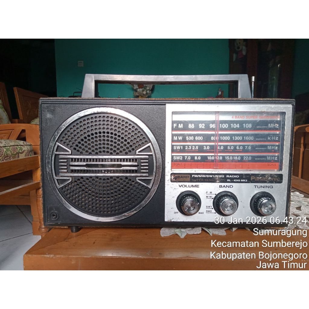Radio Lawas Jadul Panasonic box kayu second 4Band FM-AM-SW1-SW2 Sangat Normal