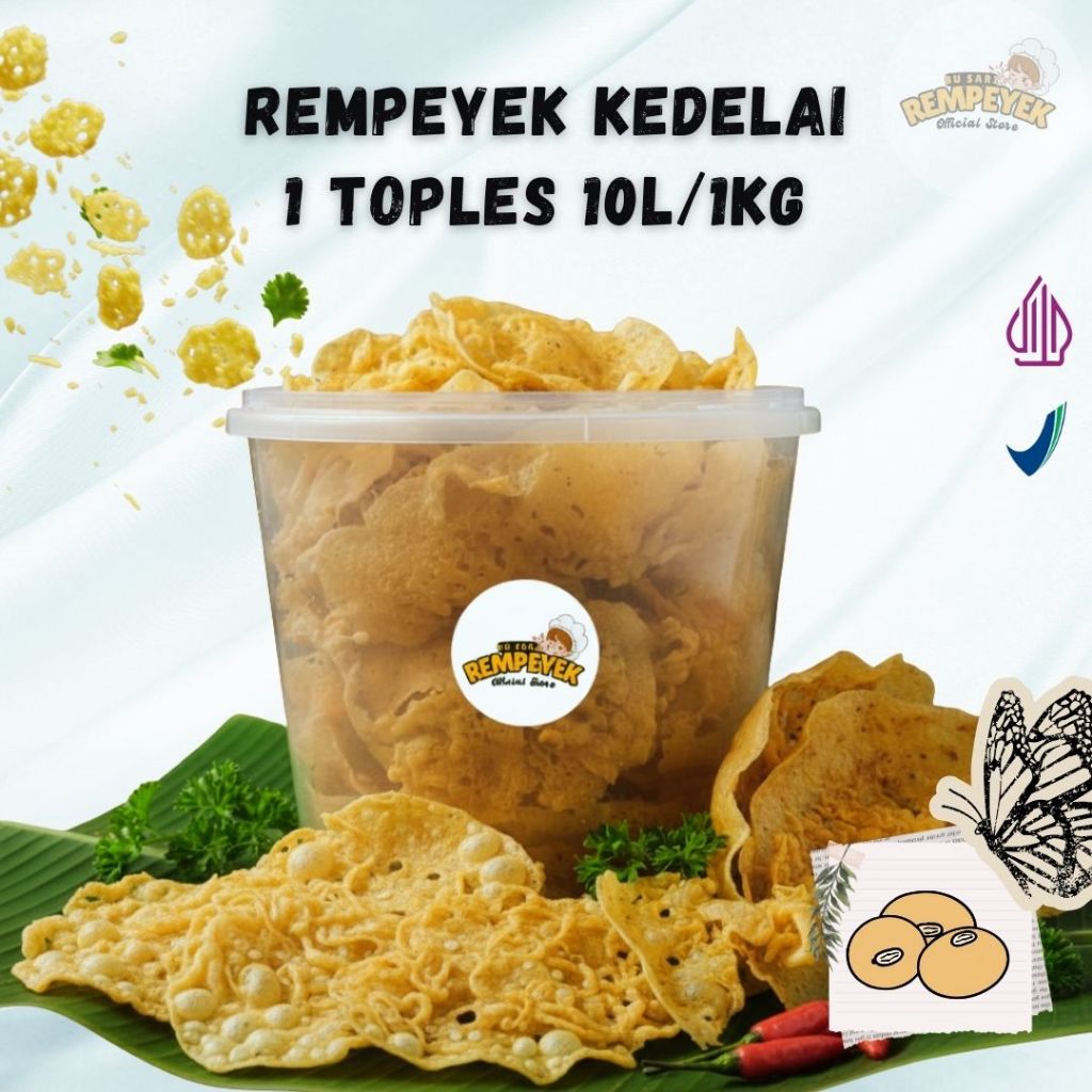 Peyek 1Kg Kedelai Toples 10 Liter Spesial Gurih Dan Renyah Rempeyek Official Store