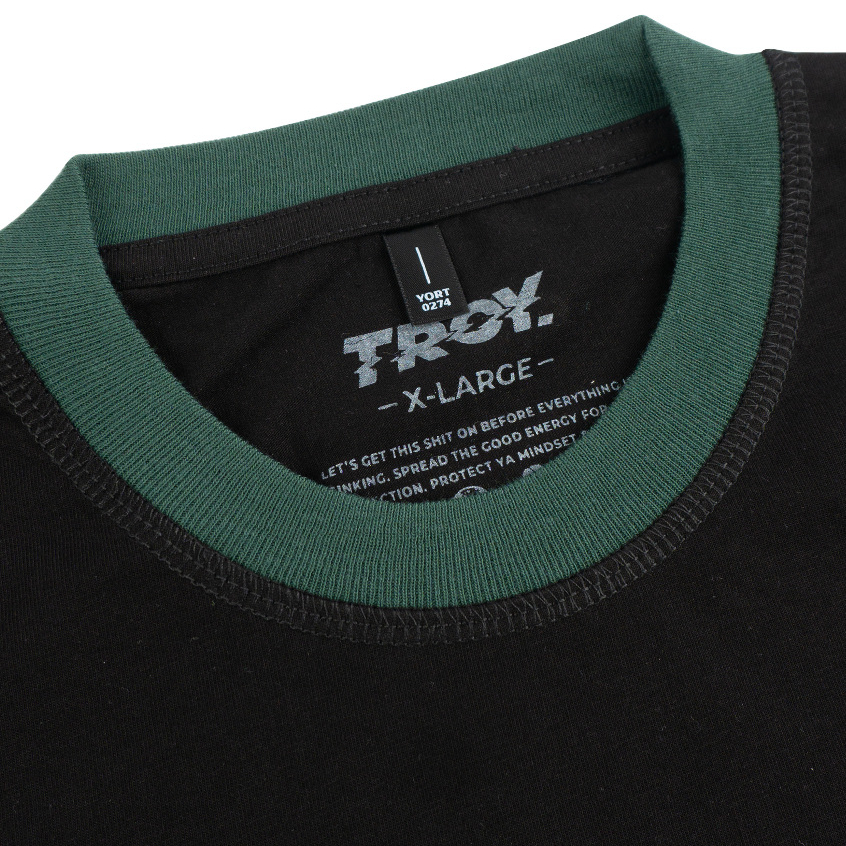 Troy Company Double Sleeve Longsleeve Black Green Brick - Kaos Lengan Panjang Kaos Hitam Hijau DSD 3485