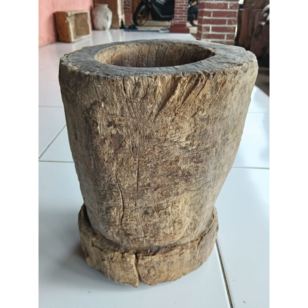 lumpang kayu jati asli lawas jadul