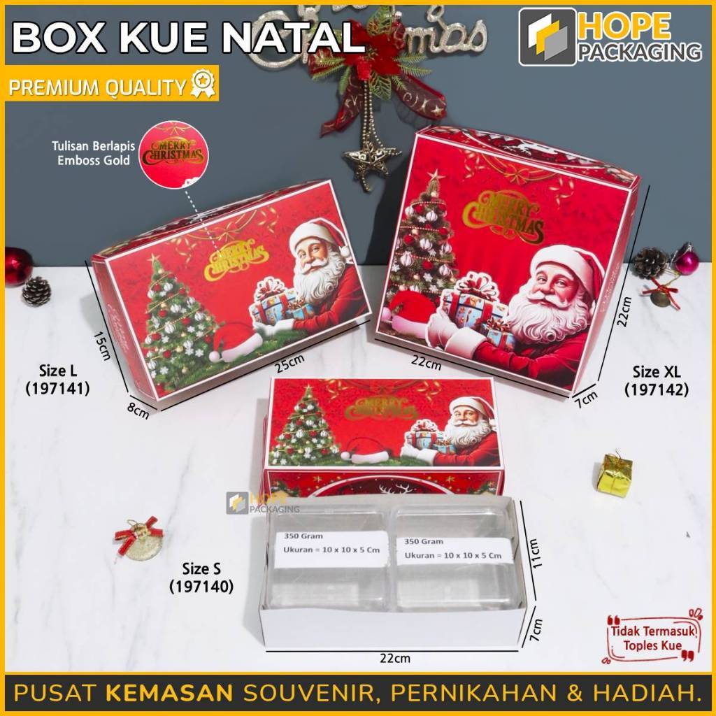 Box Hampers Kue Natal / Gable Box Kue Kering / Box Souvenir Hampers Natal / Box 2 Toples 450 Gr / So