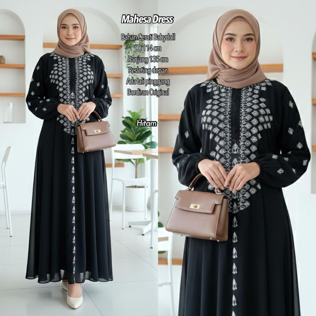 MAHESA DRESS CERUTI BABYDOLL / Dress Ceruti bordir / Dress Mewah / Dress Lebaran