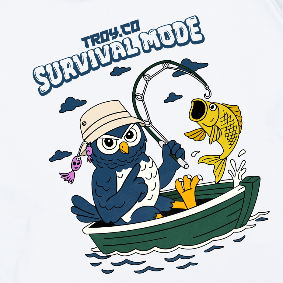 Troy Company Double Sleeve Longsleeve White Navy SRVMD - Kaos Lengan Panjang Kaos Putih DSD 3492