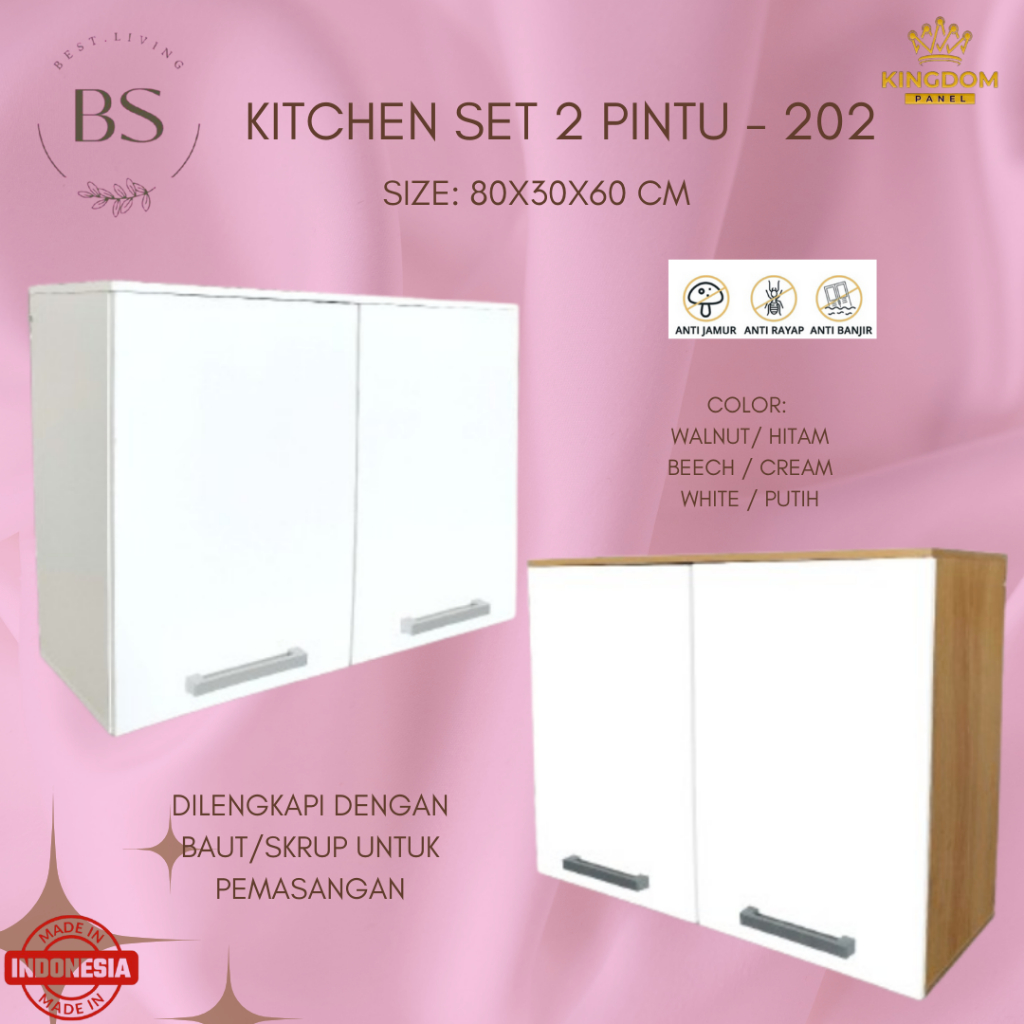 KITCHEN SET MINIMALIST ATAS 2 PINTU - BUFET RAK DAPUR GANTUNG HARDWOOD PARTICLE BOARD GRADE A