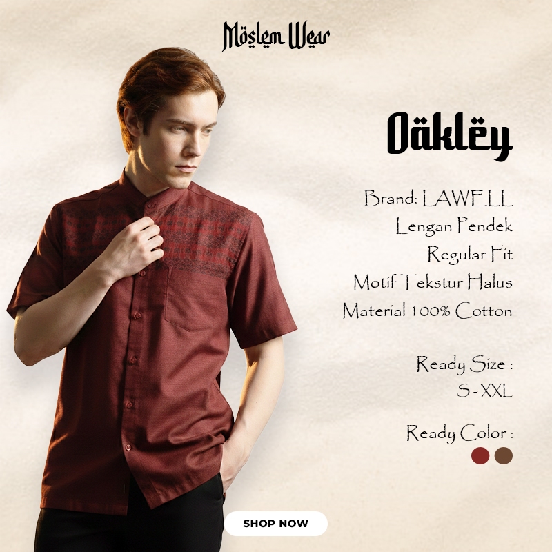 LAWELL OAKLEY-S Baju Koko Pria Lengan Pendek Regular Fit Tekstur Halus Katun