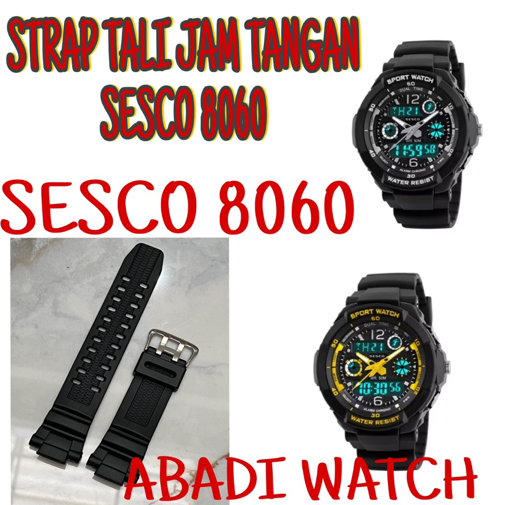 STRAP /TALI JAM TANGAN ORIGINAL SESCO 8060 SESCO8060 pas dan bs lgsg dipakai