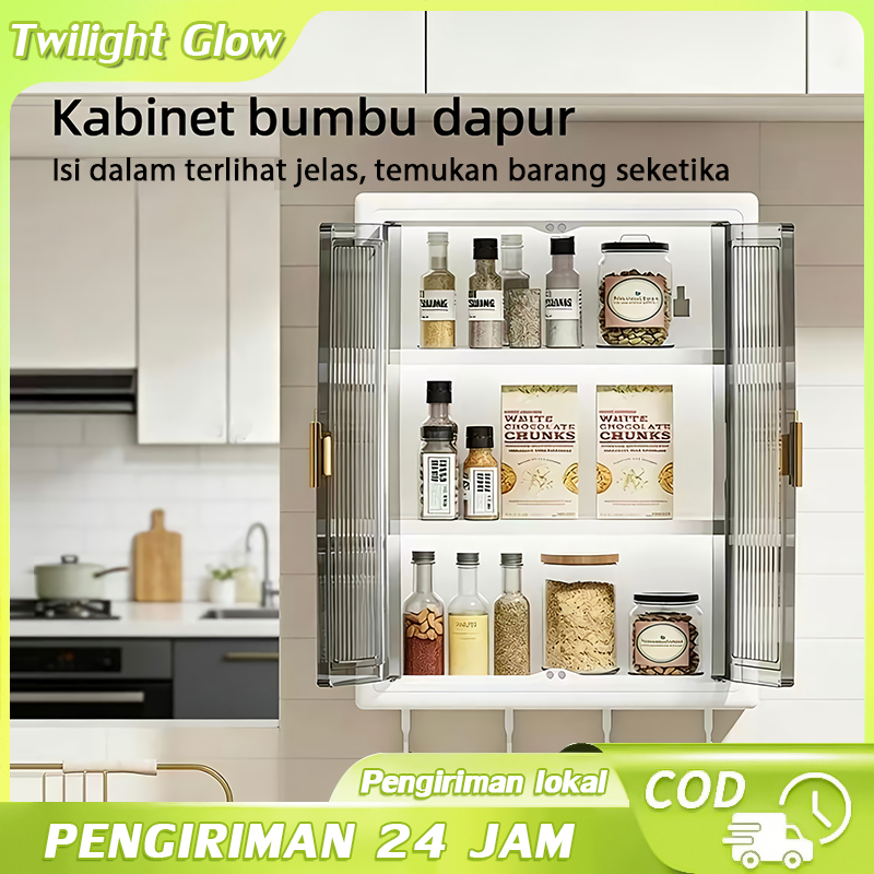 Twilight Glow Rak Bumbu Gantung Dinding Dapur Rak Penyimpanan Dapur Rak Lemari Dapur Gantung Rak Bum