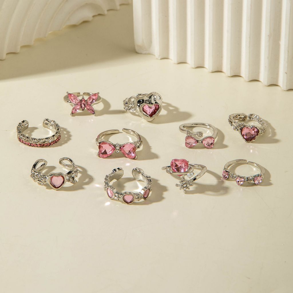 Cincin Set 3 Pcs Ring Wanita Cincin Korea Asthetic Ring Set Terbuka