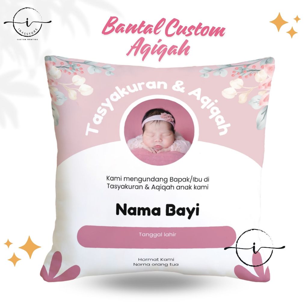 SOUVENIR AQIQAH / SOUVENIR TASYAKURAN / BANTAL AQIQAH / BANTAL PRINTING MURAH / SOUVENIR BANTAL