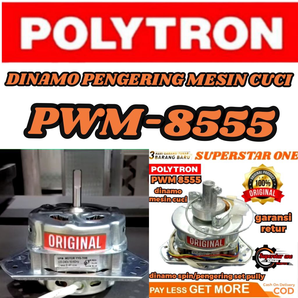 dinamo pengering mesin cuci kapasitas 8kg-9kg POLYTRON PWM 8555