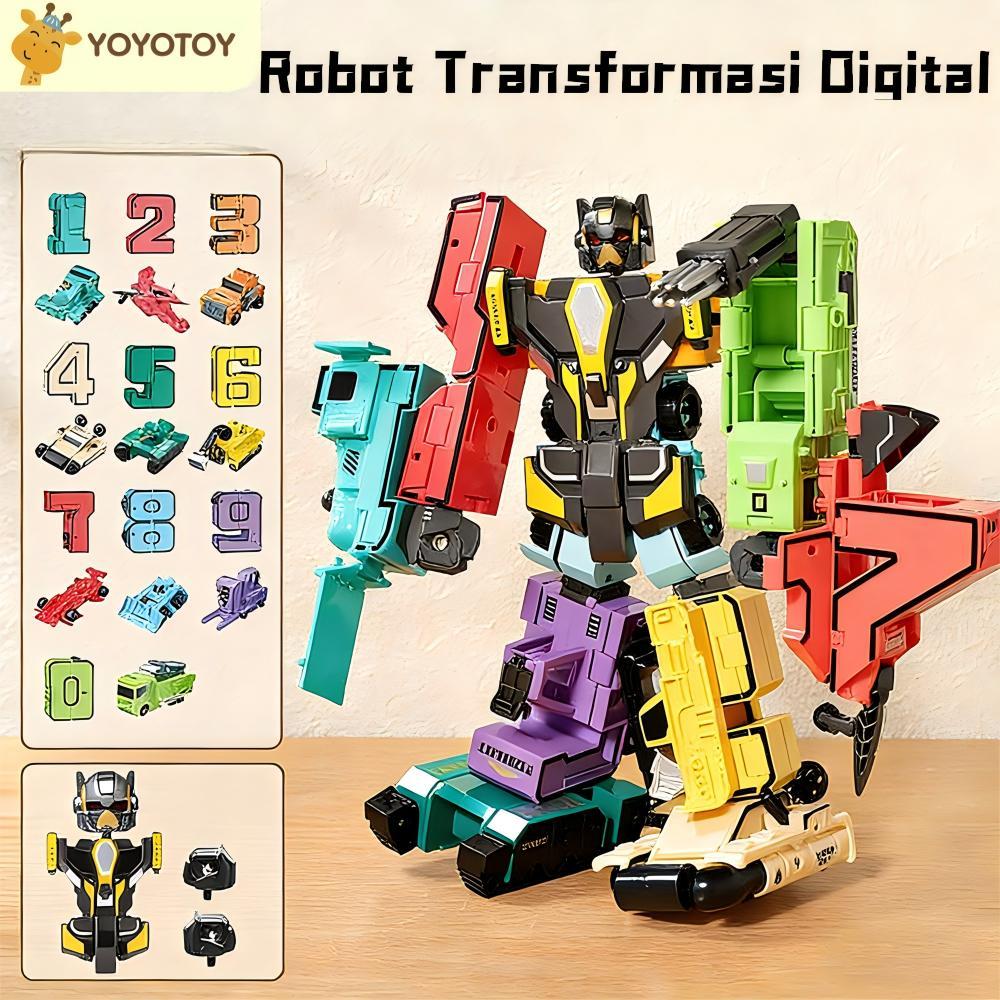 Mainan Robot Angka 10in1 Berubah Bentuk dan Gabung