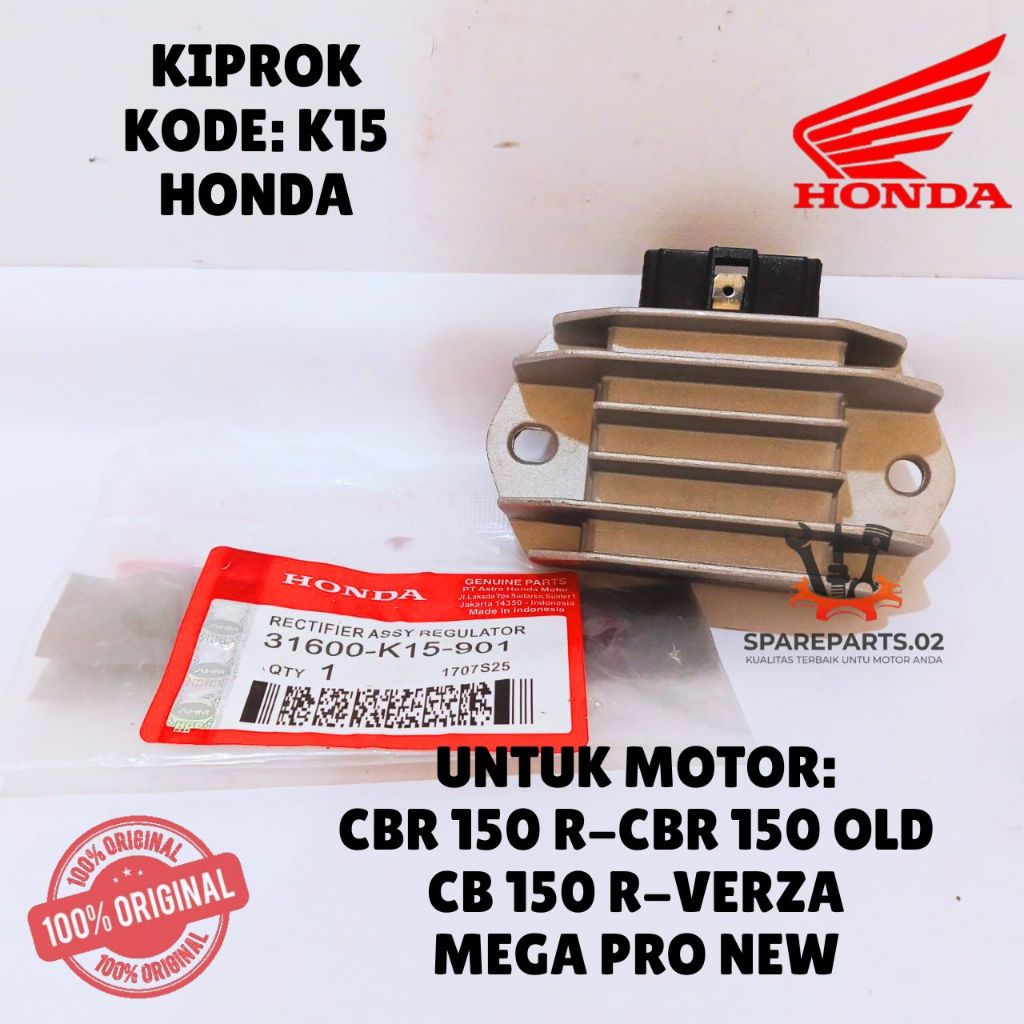 KIPROK ORIGINAL HONDA KODE K15, KIPROK CBR 150 R, CBR 150 OLD, CB 150 R, VERZA, MEGA PRO NEW