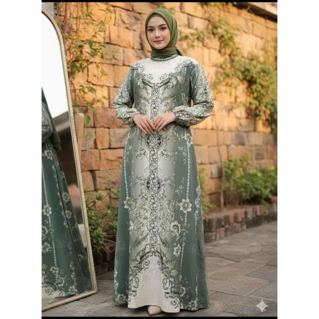 Gamis Wanita Premium Full Printing Motif Floral | 36