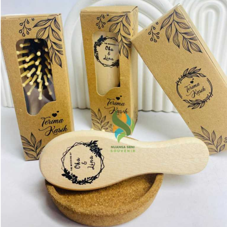 Souvenir Sisir Hotel Sisir Kayu Putih Sisir Bayi Wooden Comb Hampers Gift Sisir Sablon Kemas Box