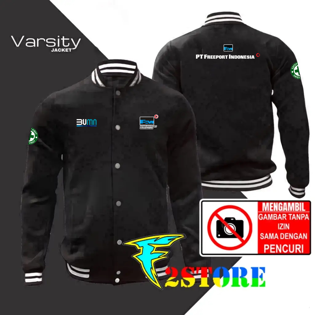 Jaket Varsity - Model Jaket Baseball PT FREEPORT INDONESIA SABLON DIGITAL DTF F2ASTORE