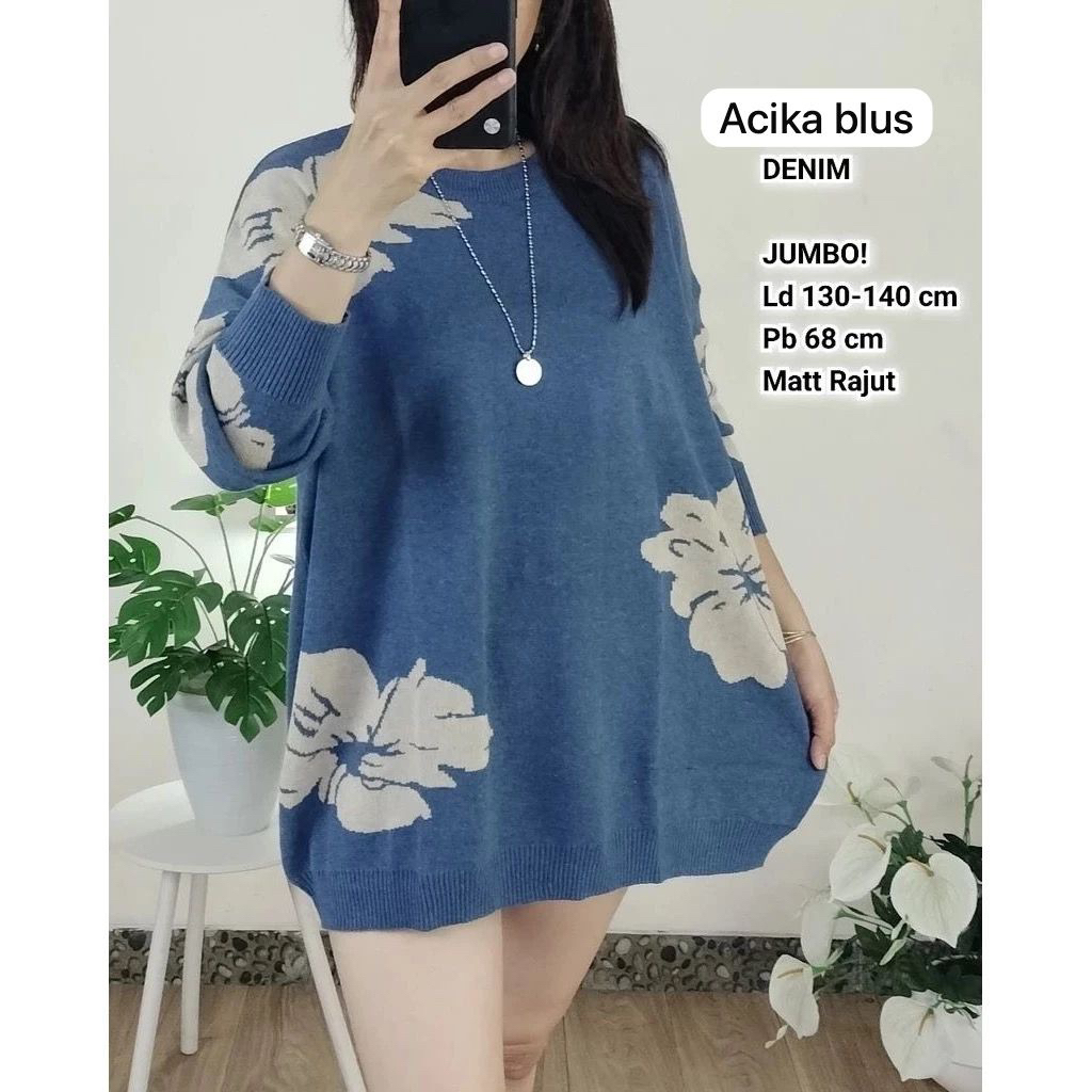 ACIKA BLUS.BLOUSE JUMBO WANITA LD 130-150 SIZE XXXL RAJUT PREMIUM MOTIF TERBARU PAKAIAN WANITA BAJU 
