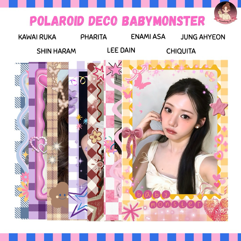 Polaroid BabyMonster Deco Per Member - Foto BabyMonster Ahyeon Pharita Ruka Asa Rami Rora Chiquita -