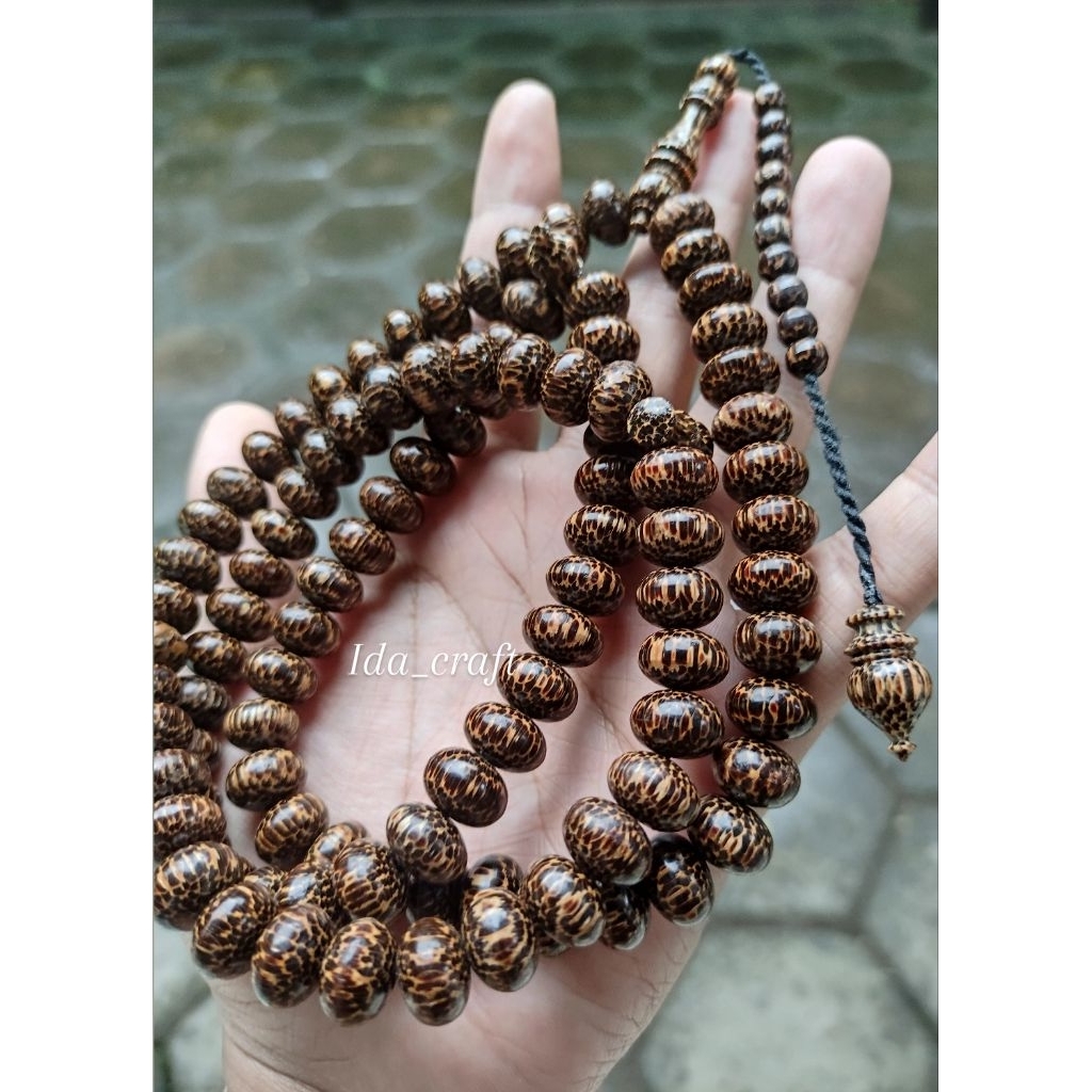 Tasbih Kayu Liwung Macan Asli Isi 99 Pipih/Tasbih Kayu Liwung model pipih size 12mm