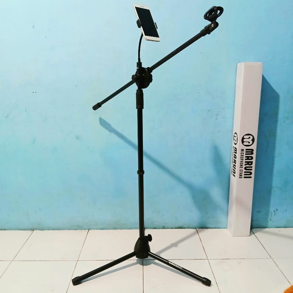 Stand mic panjang maruni holder mic dan holder hp