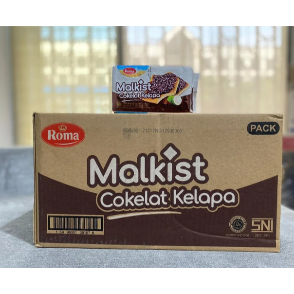 Biskuit Roma Malkist Coklat Kelapa Renceng 18 gr - 1 KARDUS ISI 12 RENCENG