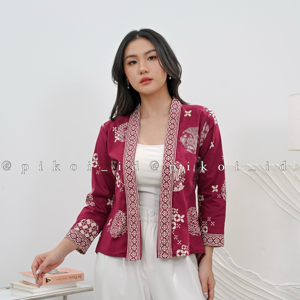 Outer Batik Wanita / Blazer Batik Modern / Baju Batik Cewek Murah / Atasan Batik Seragam Kantor 241