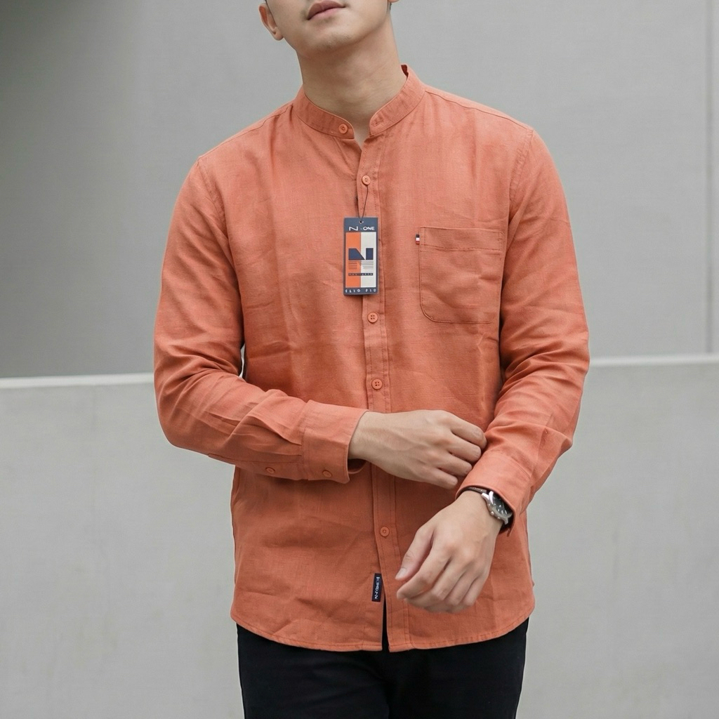 Kemeja Koko N ONE Kemko Pria Lengan Panjang Semi Woll