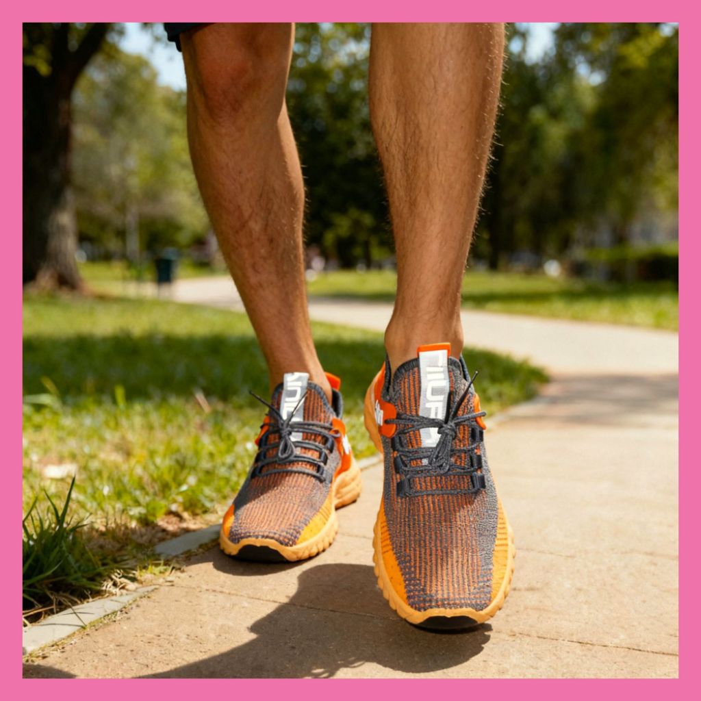 Sepatu Aeiso Sneakers Lari Ringan Fleksibel Orange Color