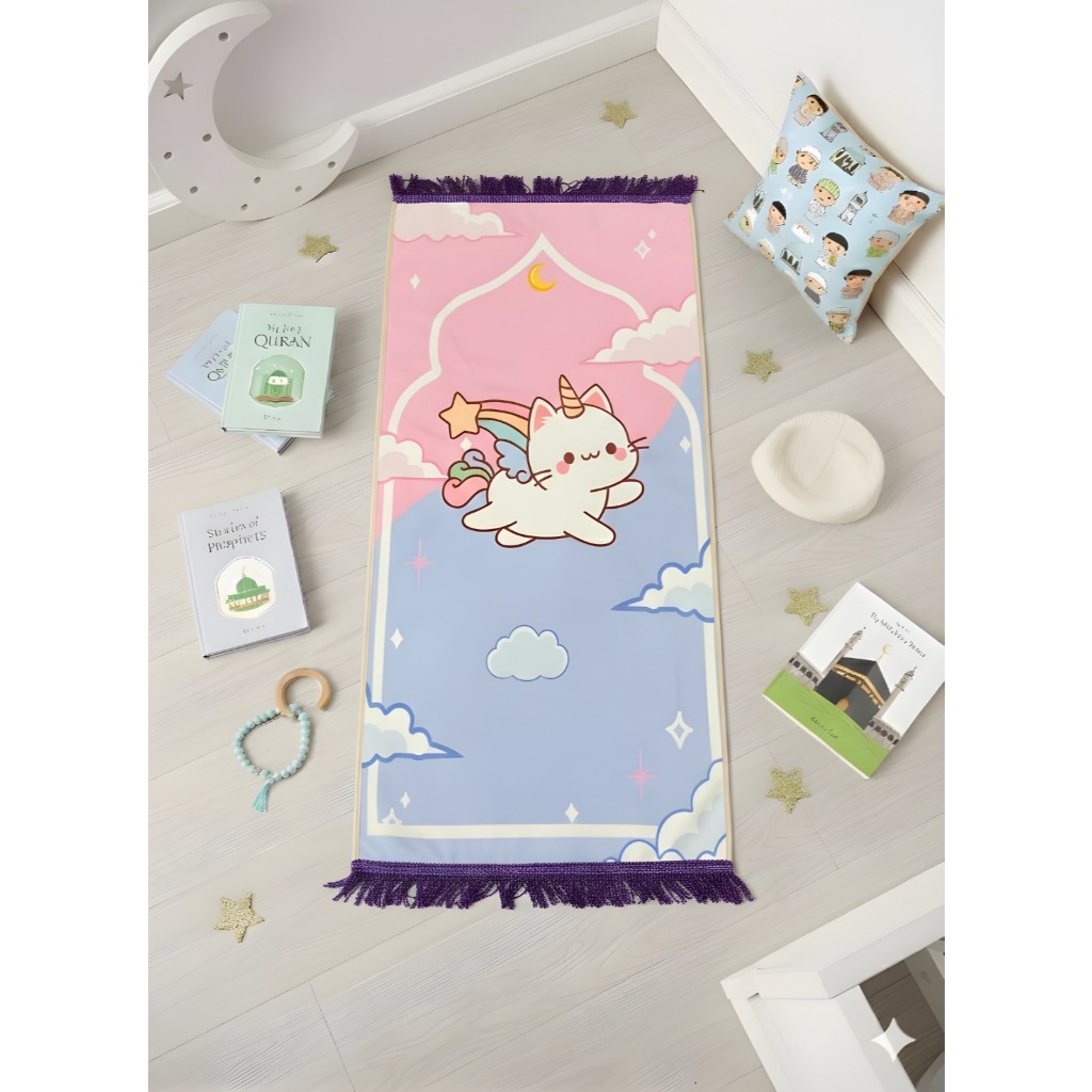 cod sajadah turkiy premium motif kartun anak anak/ukuran 50x100 sajadah kanebo