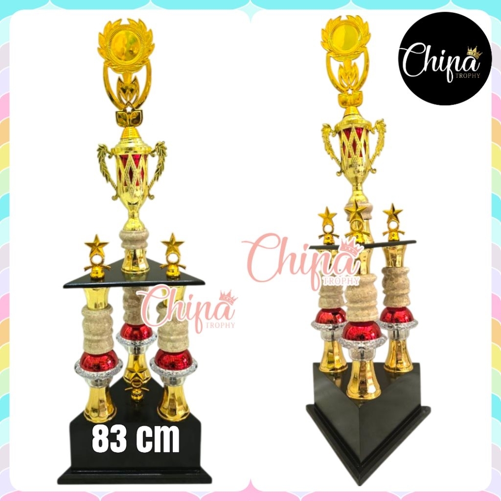 PIALA KAKI 3 MANGKOK CEPER / TROPHY KAKI3 KAYU MARMER