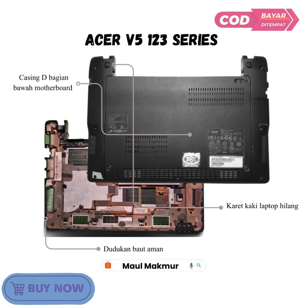 SECOND Casing Bawah Laptop | Acer Aspire V5 123 | Case D Bagian Bawah Motherboard Laptop