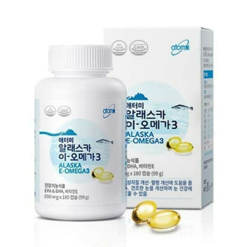 ATOMY FISH OIL ALASKA E - OMEGA 3 isi 180 softgels original Korea ready