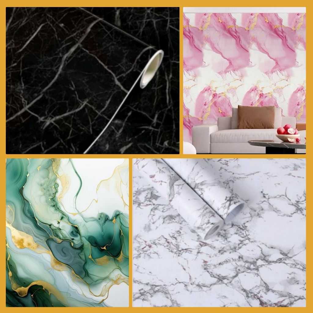 Stiker Wallpaper Dinding Motif Marmer Marble Walpaper Granit Pink Marbel Dinding Dapur PVC Anti Air