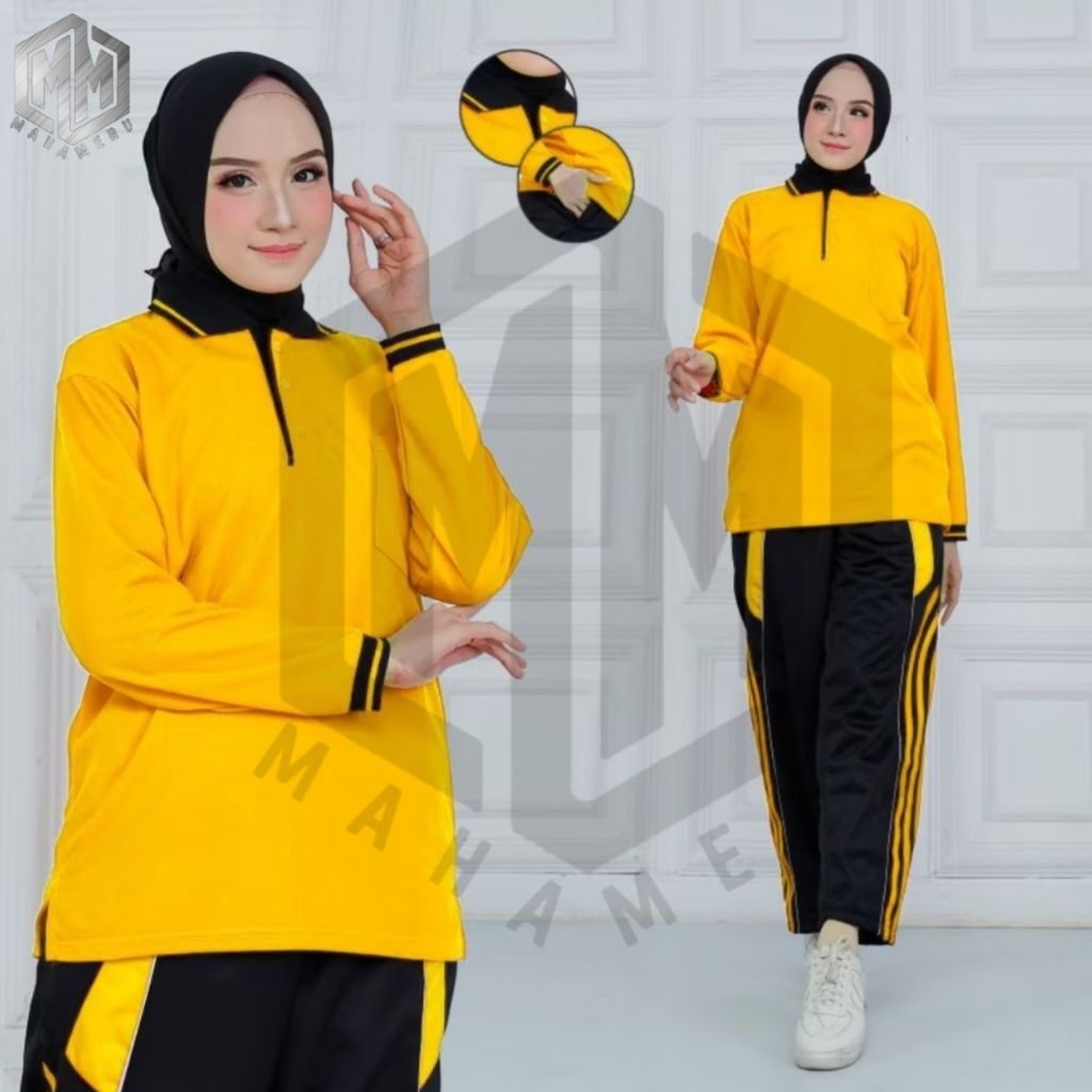 SETELAN BAJU KERAH LENGAN PANJANG PRIA/WANITA SETELAN TRAINING BAJU LAKOS SETELAN OLAHRAGA