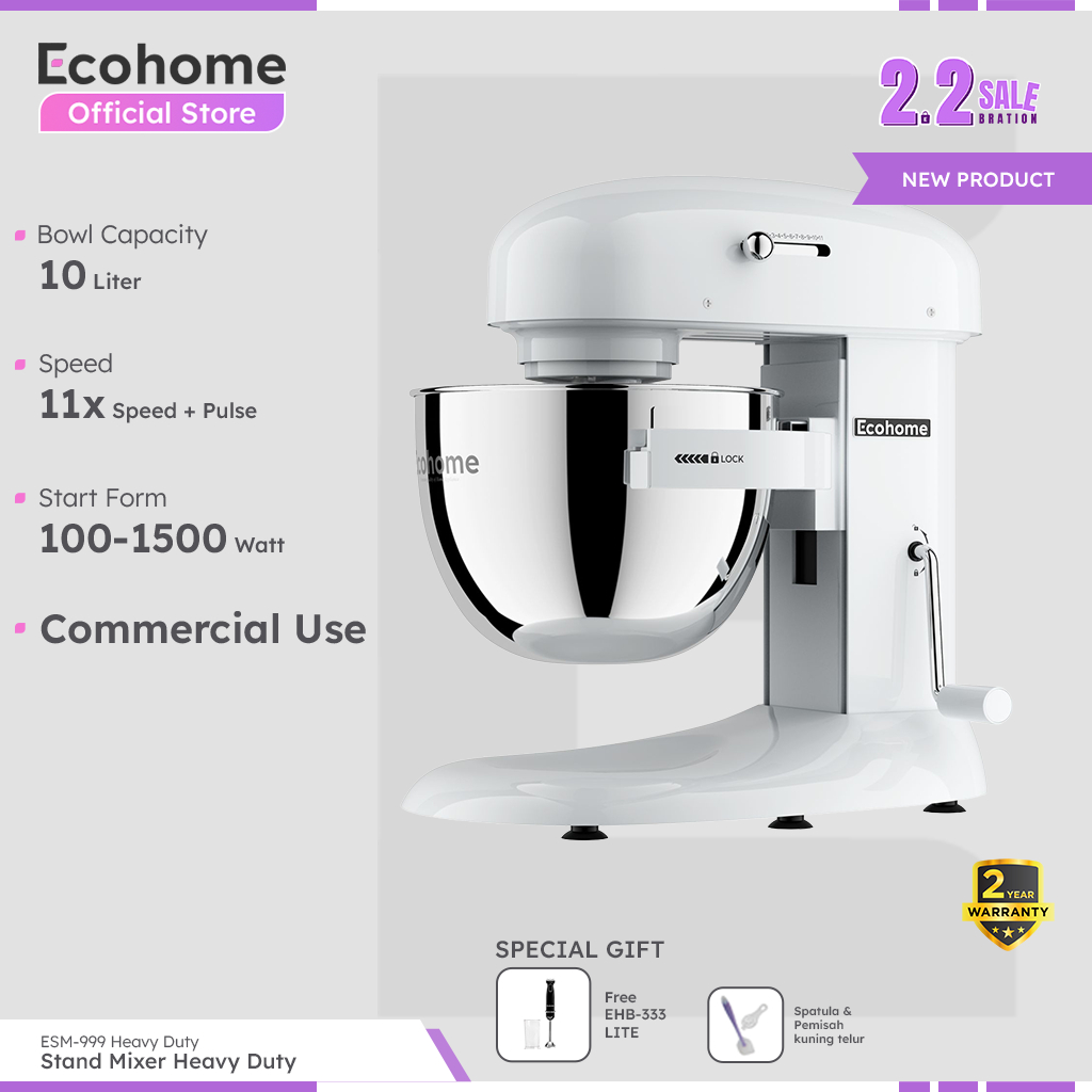 ECOHOME Stand Mixer Heavy Duty ESM999HD 10L Big Capacity Heavy Duty for Professional Use