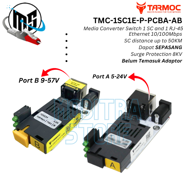 Tarmoc TMC-1SC1E-P-PCBA | Media Converter 1FO 1LAN / 1 FO 1 LAN 10/100Mbps POE IN 5-24 Volt | HTB 31