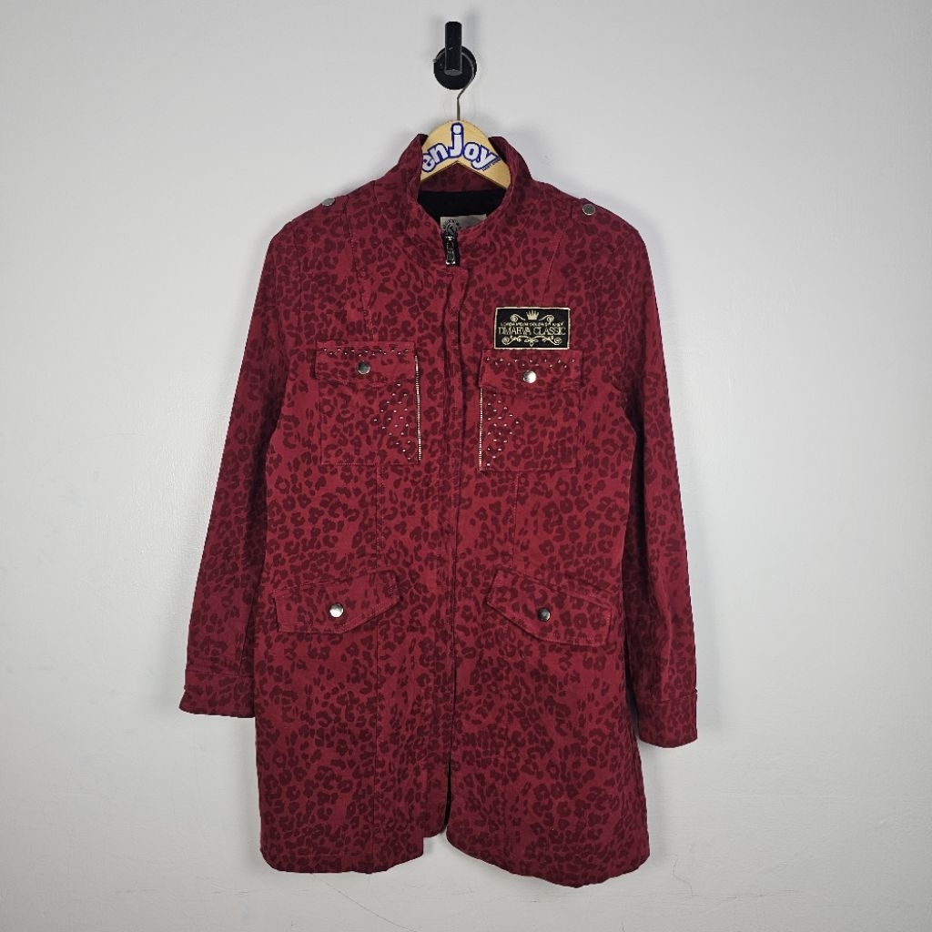 parka jacket jeans motif leopard cewe wanita tebal casual second preloved