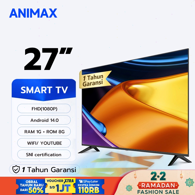 Animax Smart TV digital 27 inch TV LED 24 Inch Televisi LED 21/22/24/25/27/30 Inch Digital TV LED Ga
