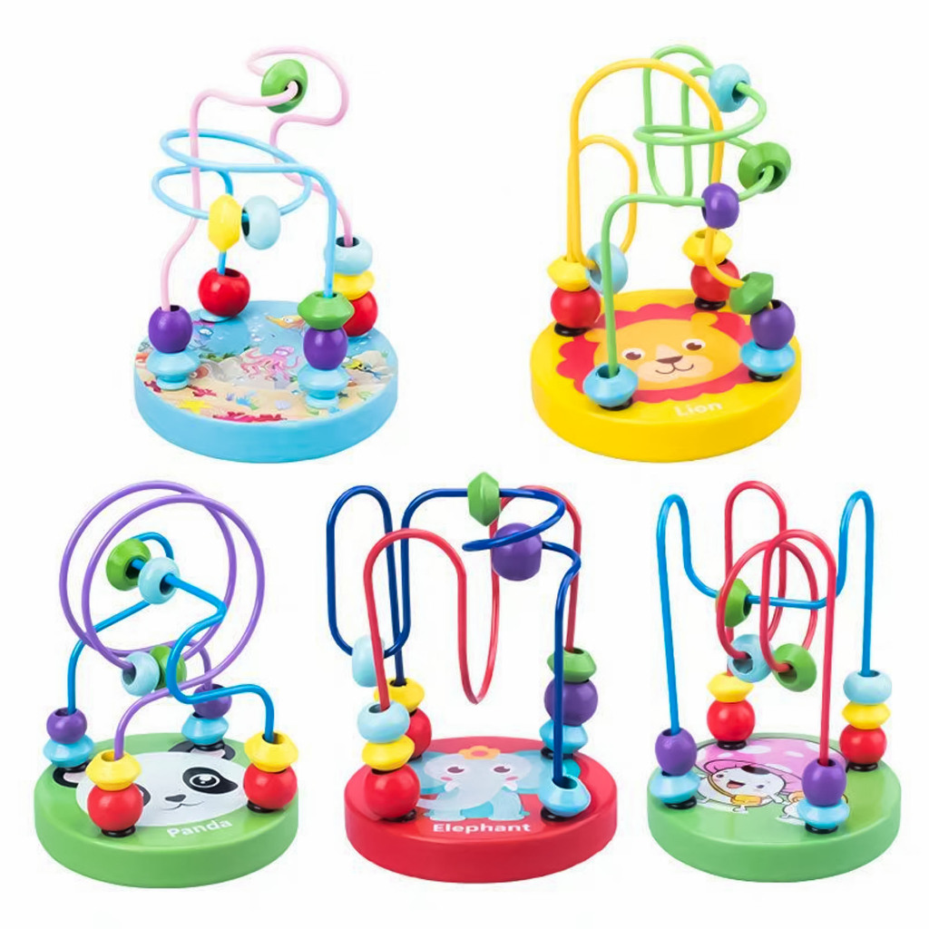 Mainan Edukasi Alur Kawat Mini Round Beads Wooden Toys