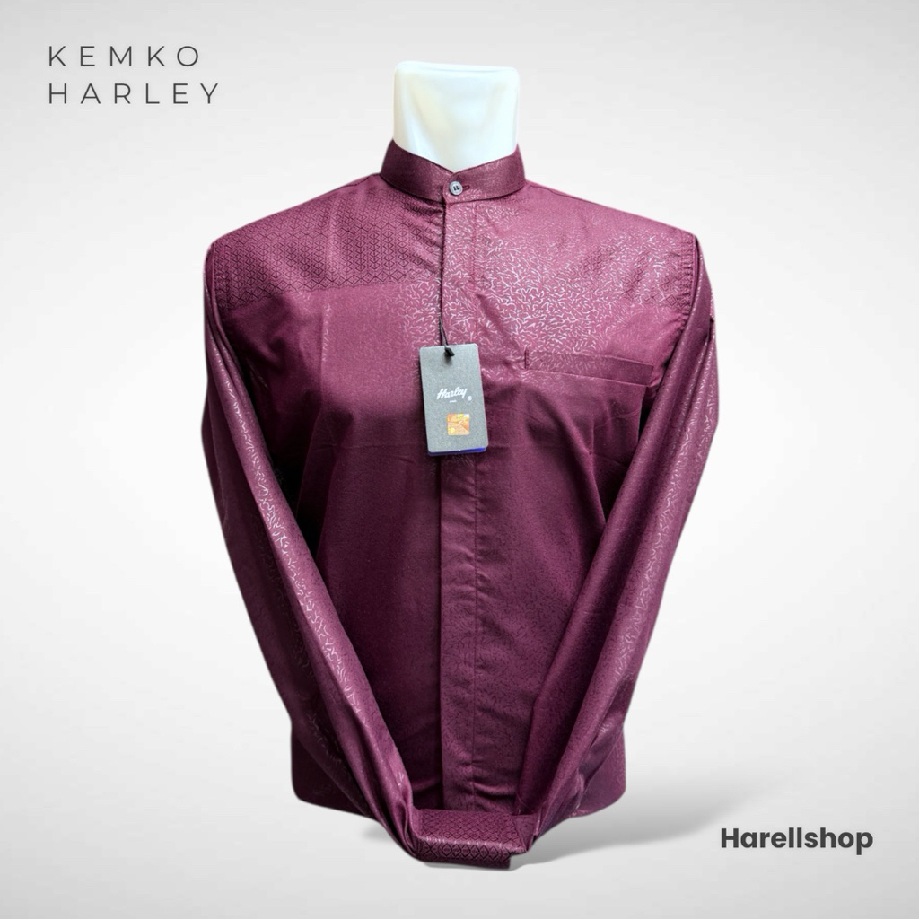 Kemko Harley Pria Lengan Panjang Warna Burgundy | Koko Modern Premium | Busana Muslim Pria