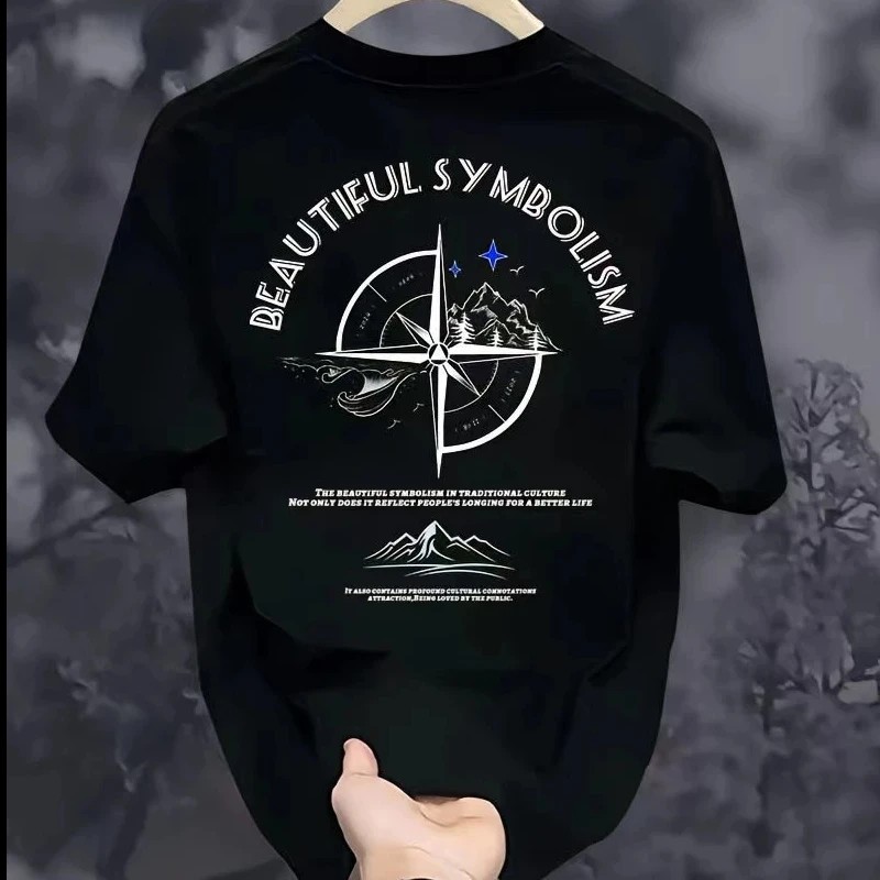 COD Offical distro kaos Pola cetak kompas arah Baju Pria Wanita Unisex Kaos Cowok Cewek Distro Origi
